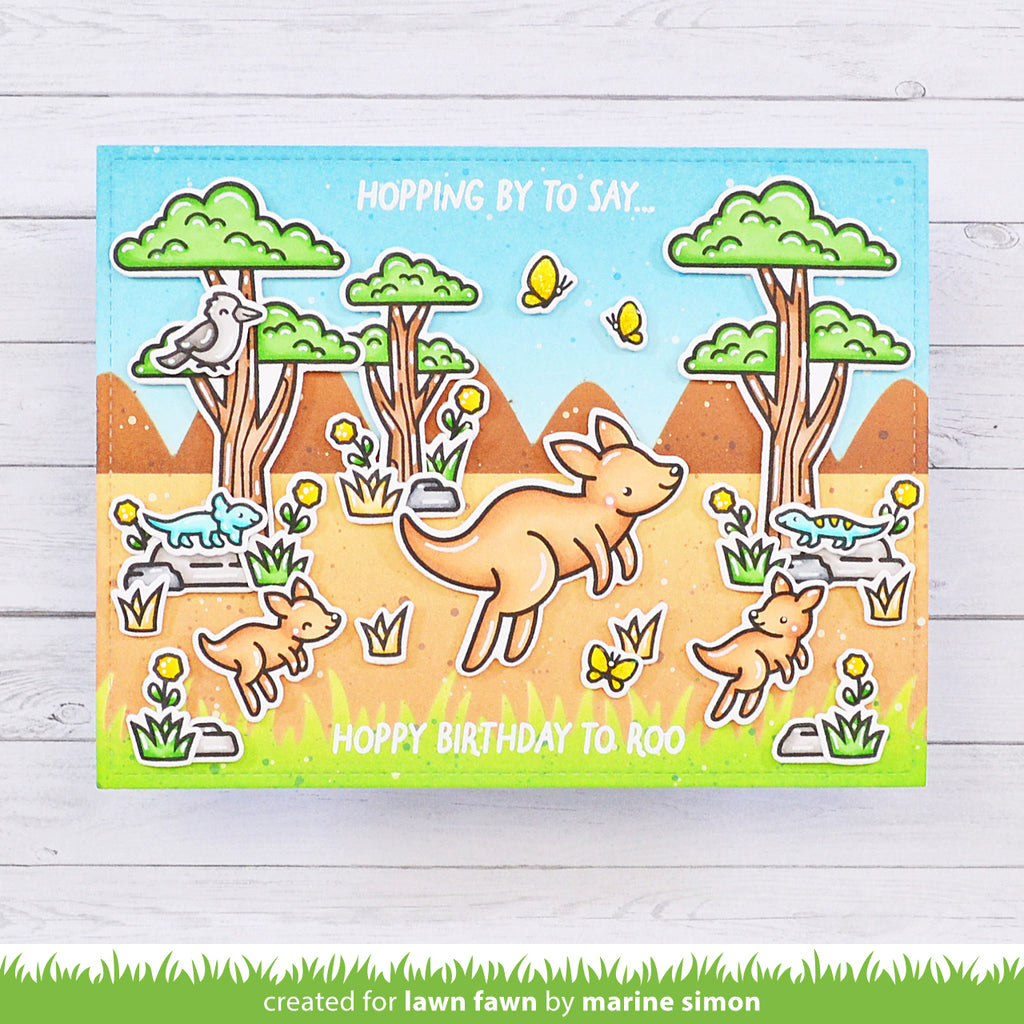 Lawn Fawn Set Kanga-rrific Add-On Clear Stamps and Dies to Roo