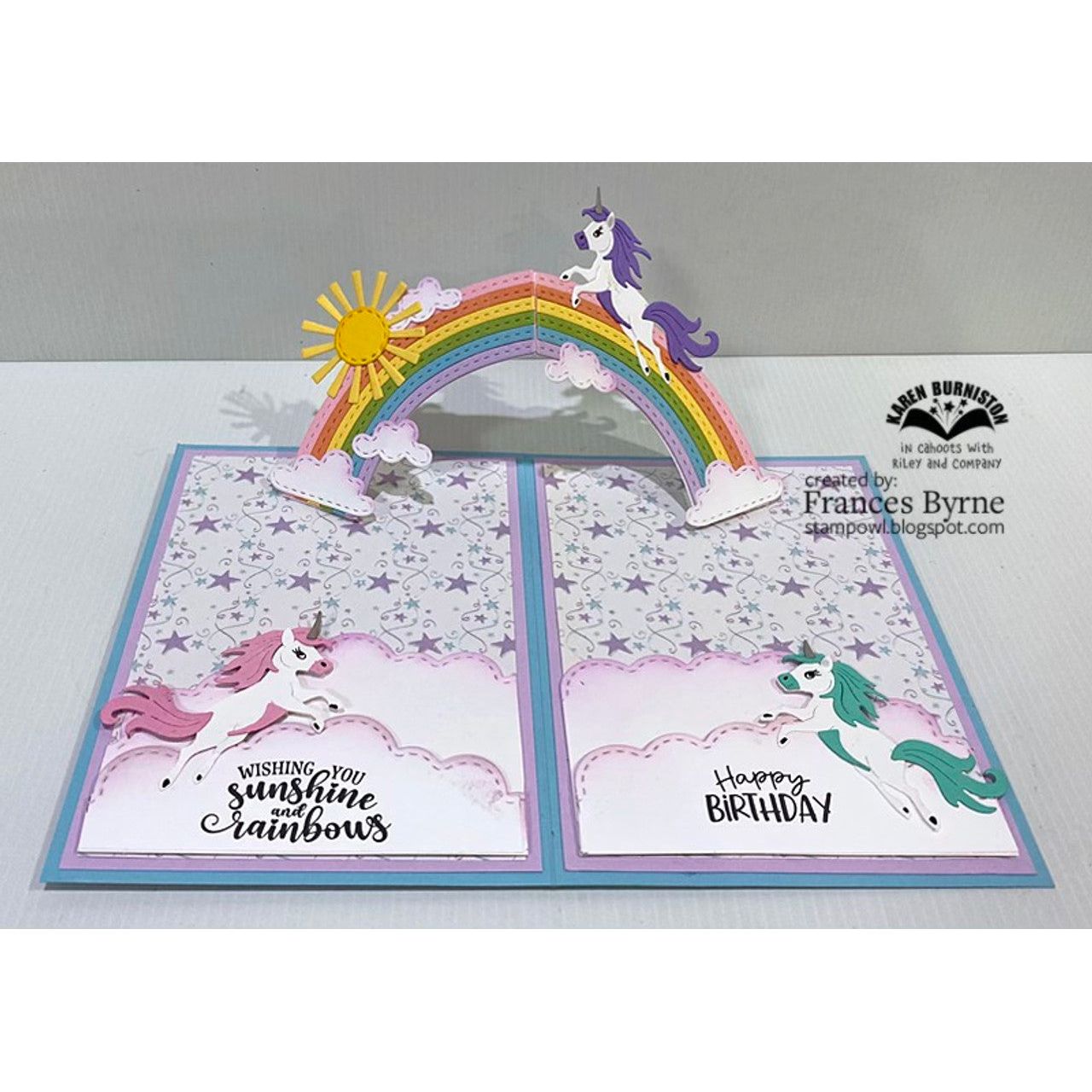 Karen Burniston Arch Pop Up and Rainbow Add On Die Set happy birthday