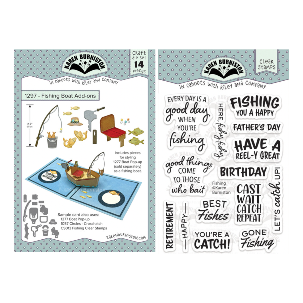 Karen Burniston Fishing Clear Stamp and Fishing Boat Add Ons Die Set