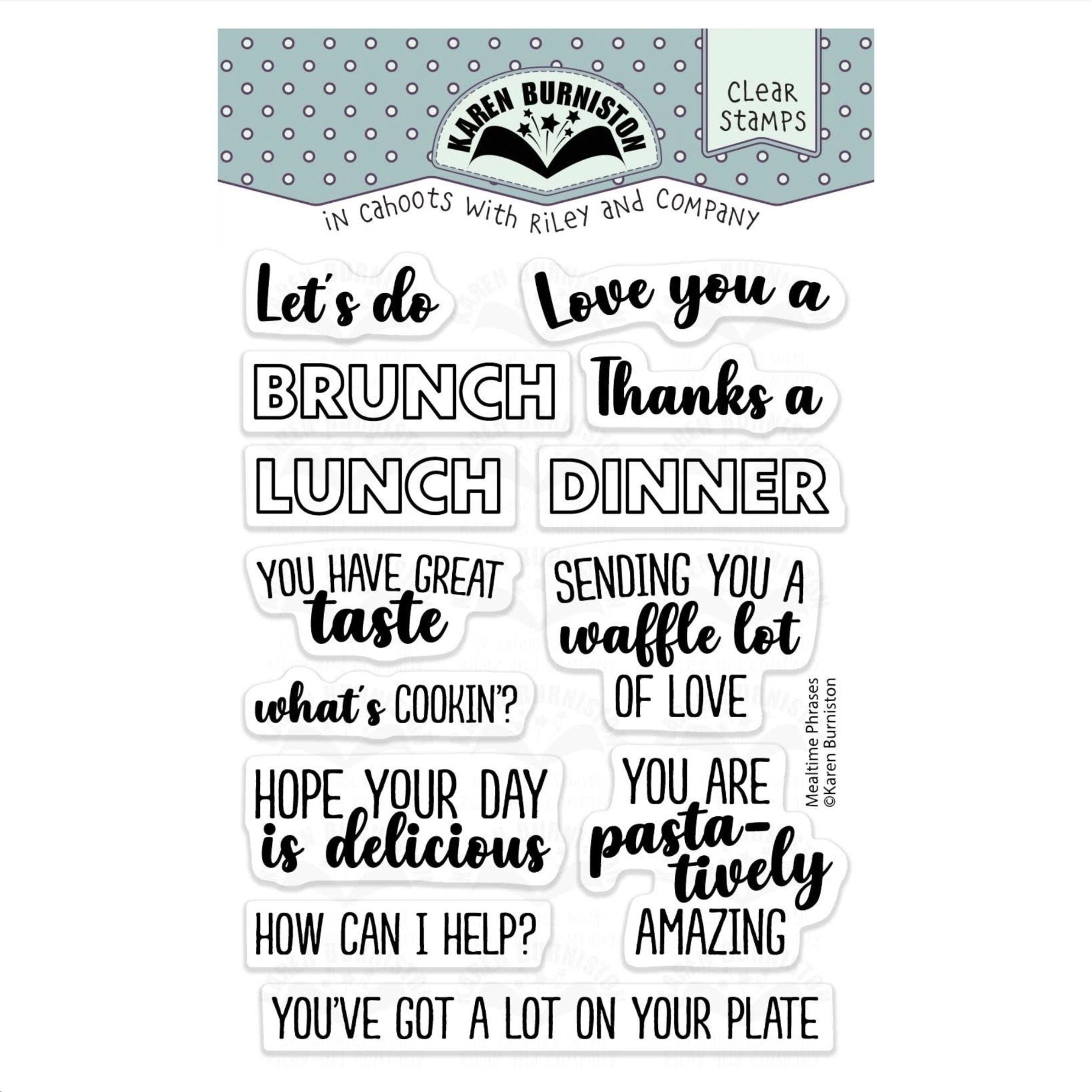 Karen Burniston Mealtime Phrases Clear Stamps cs035