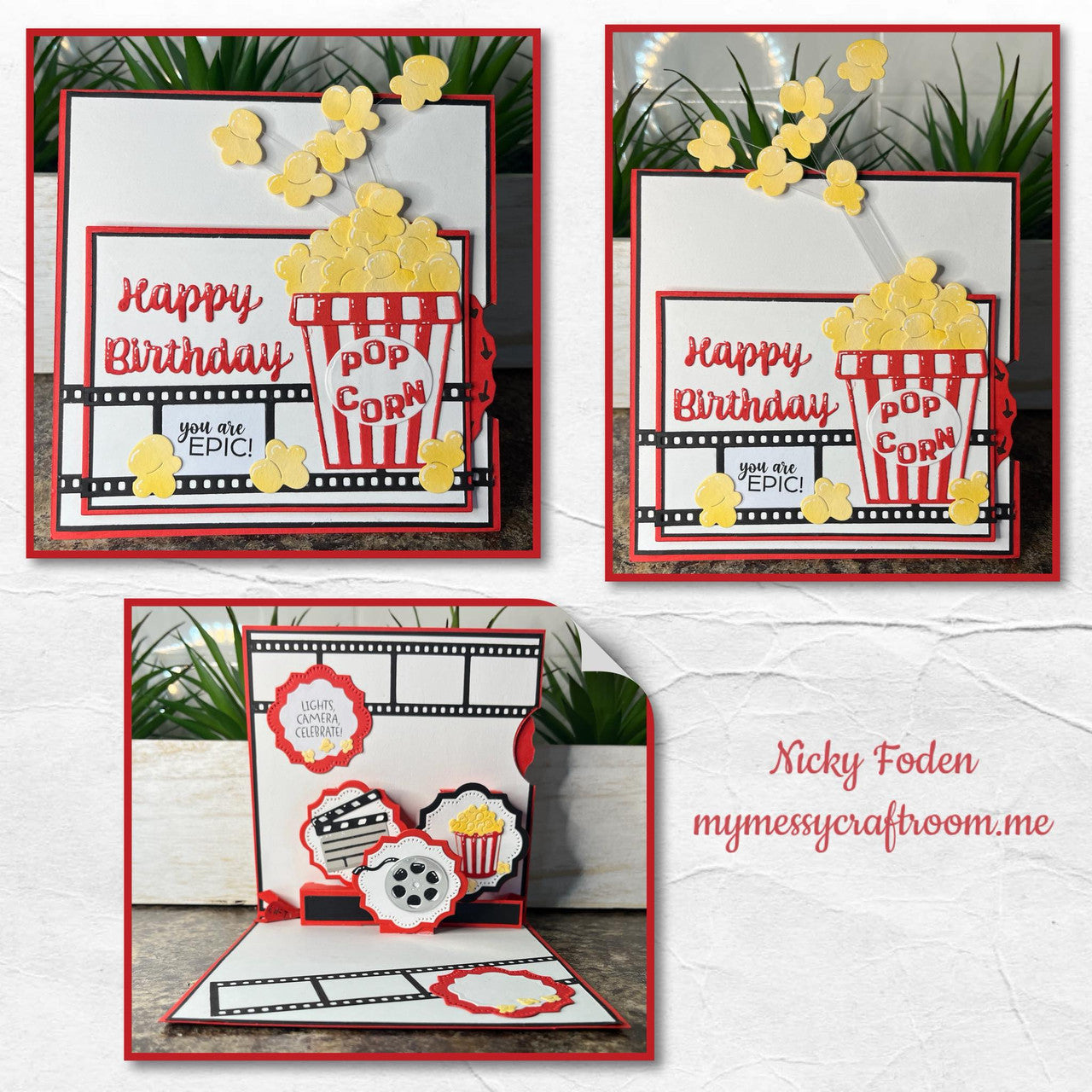 Karen Burniston Movie Night Greetings Clear Stamps cs019 birthday
