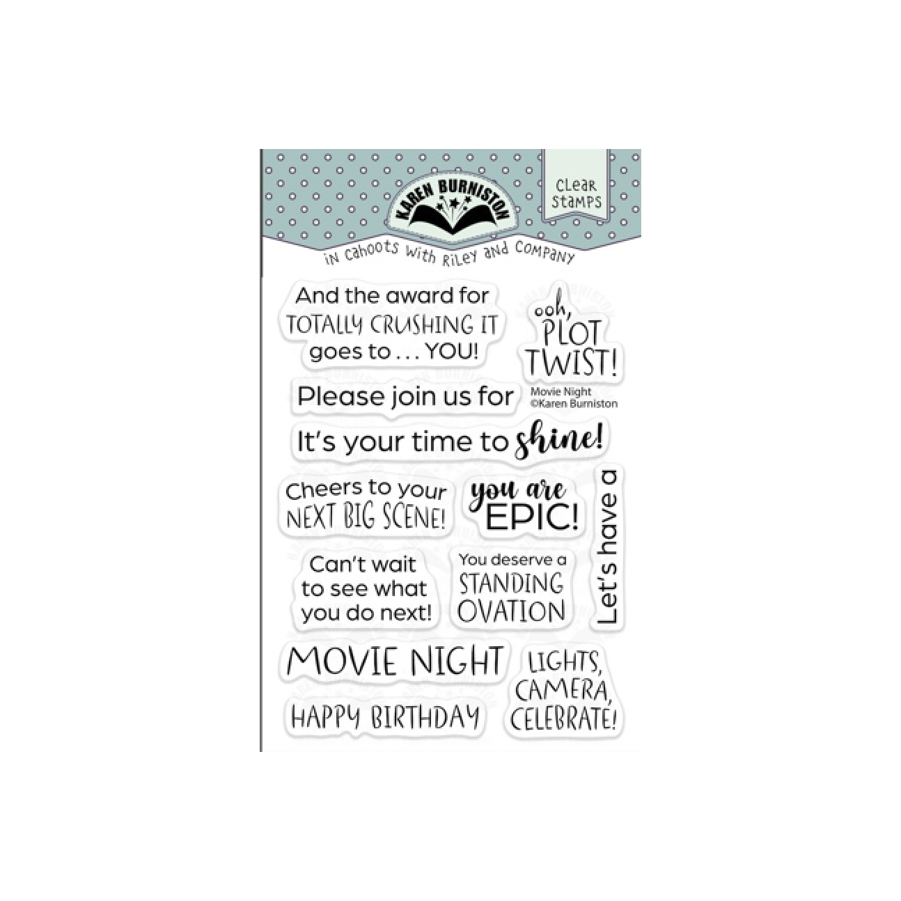 Karen Burniston Movie Night Greetings and Charms Clear Stamp and Die Set product image 2