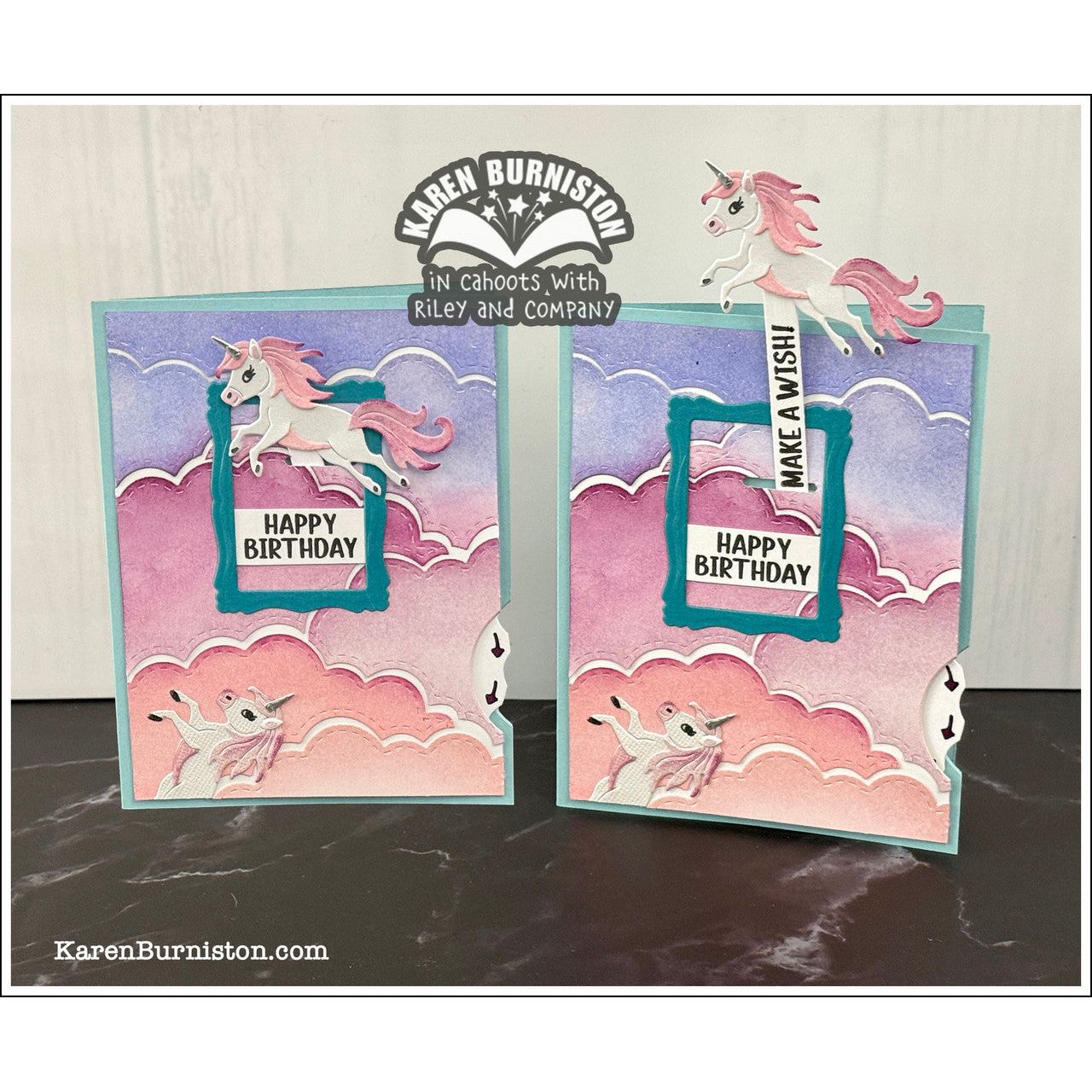 Karen Burniston Whirly Wheel Words Clear Stamps cs018 unicorn