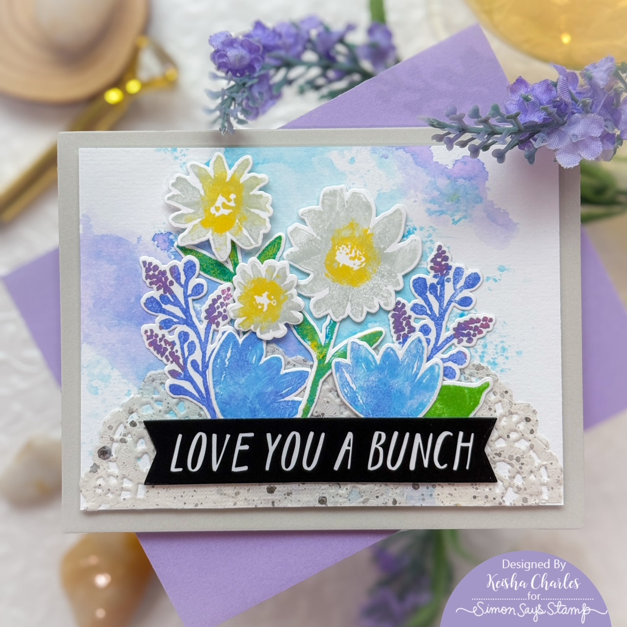 Simon Says Stamp and Dies Watercolor Bouquet set1167wb Love Card | color-code:ALT17