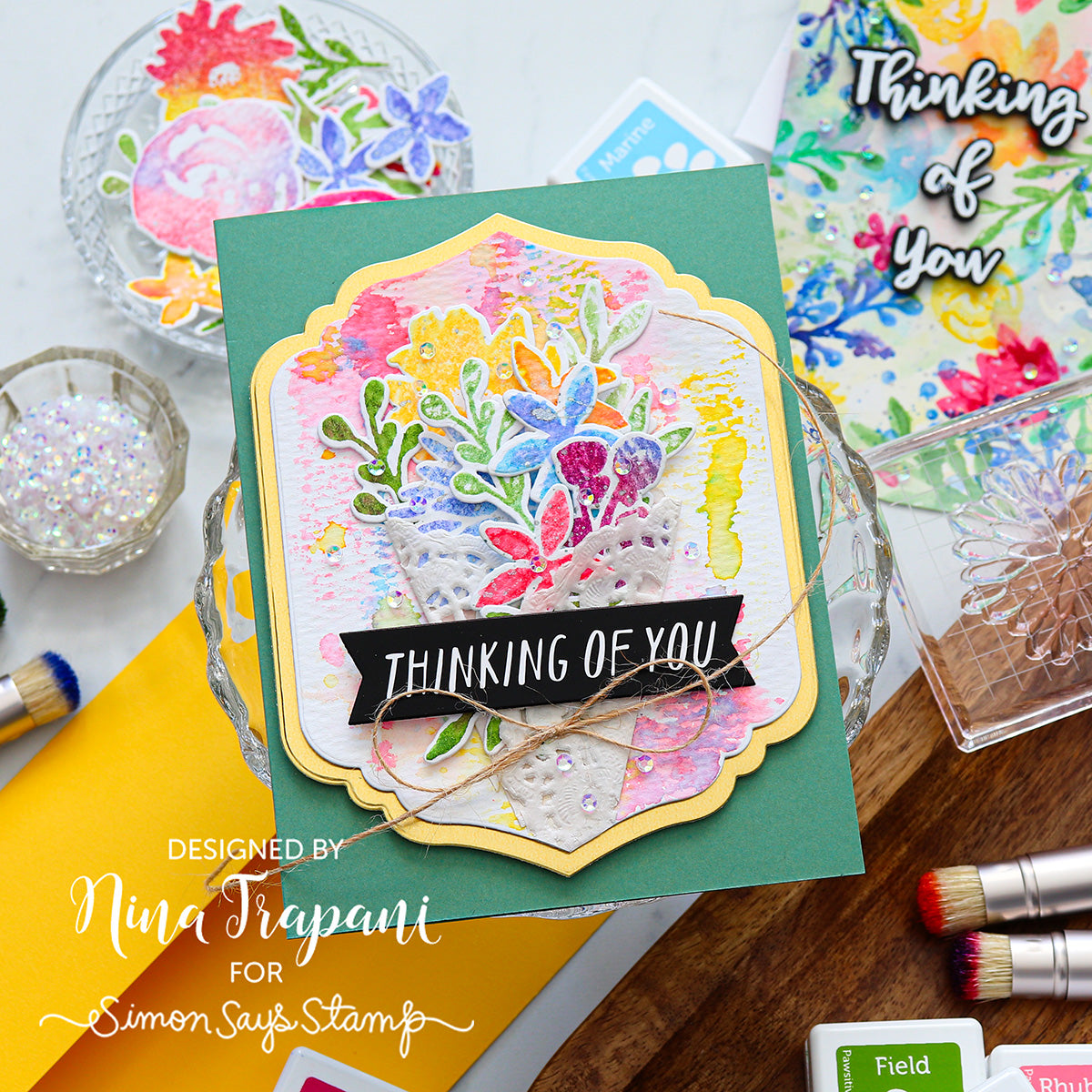 Simon Says Stamp Card Kit of the Month March 2026 Watercolor Bouquet ck0326 Thinking of You Card | color-code:ALT19