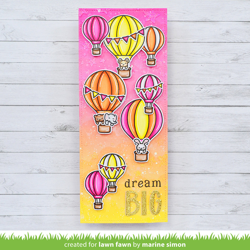 Lawn Fawn Set Fly High Clear Stamps and Dies lffh dream big card