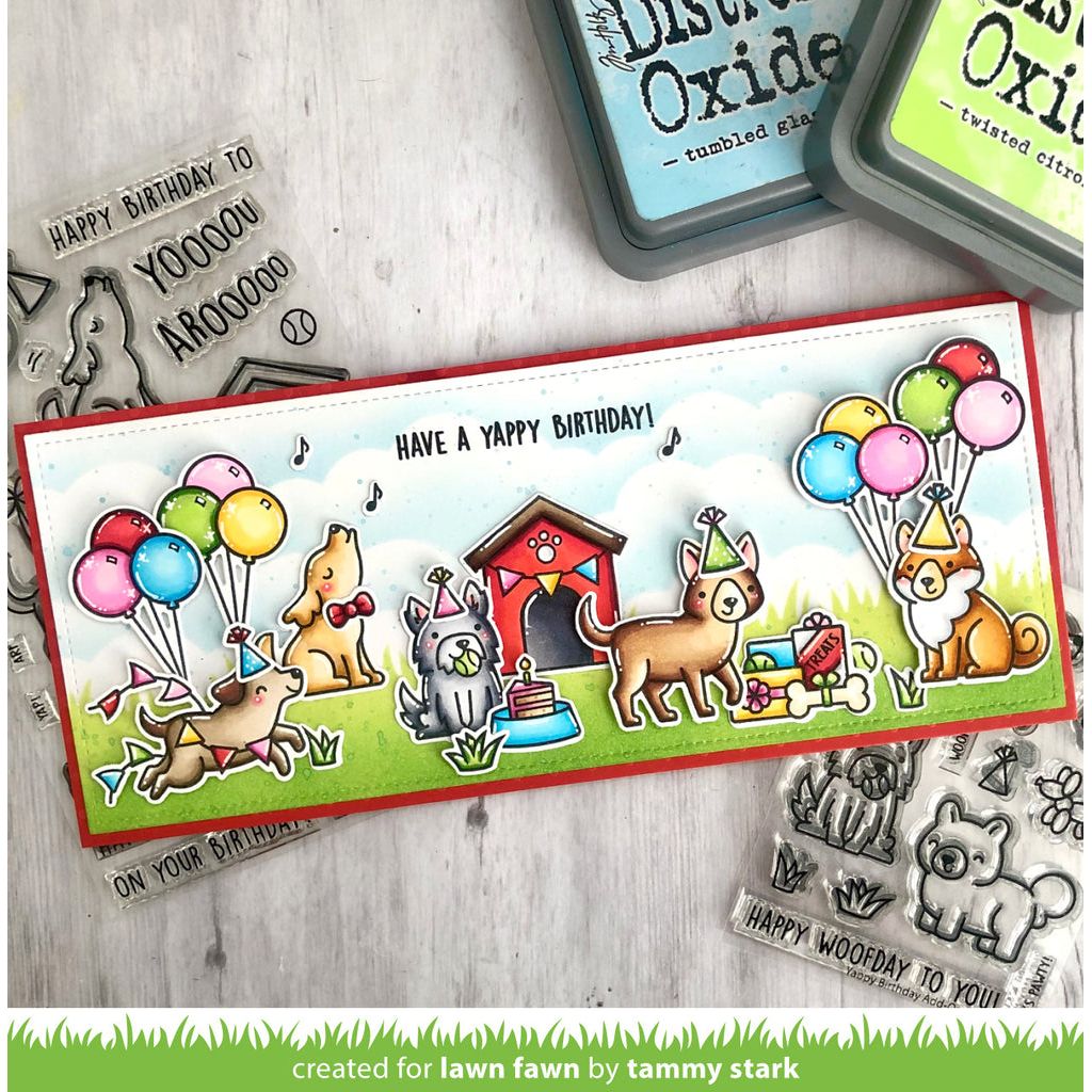 Lawn Fawn Yappy Birthday Add-On Clear Stamps lf3160 yappy slimline