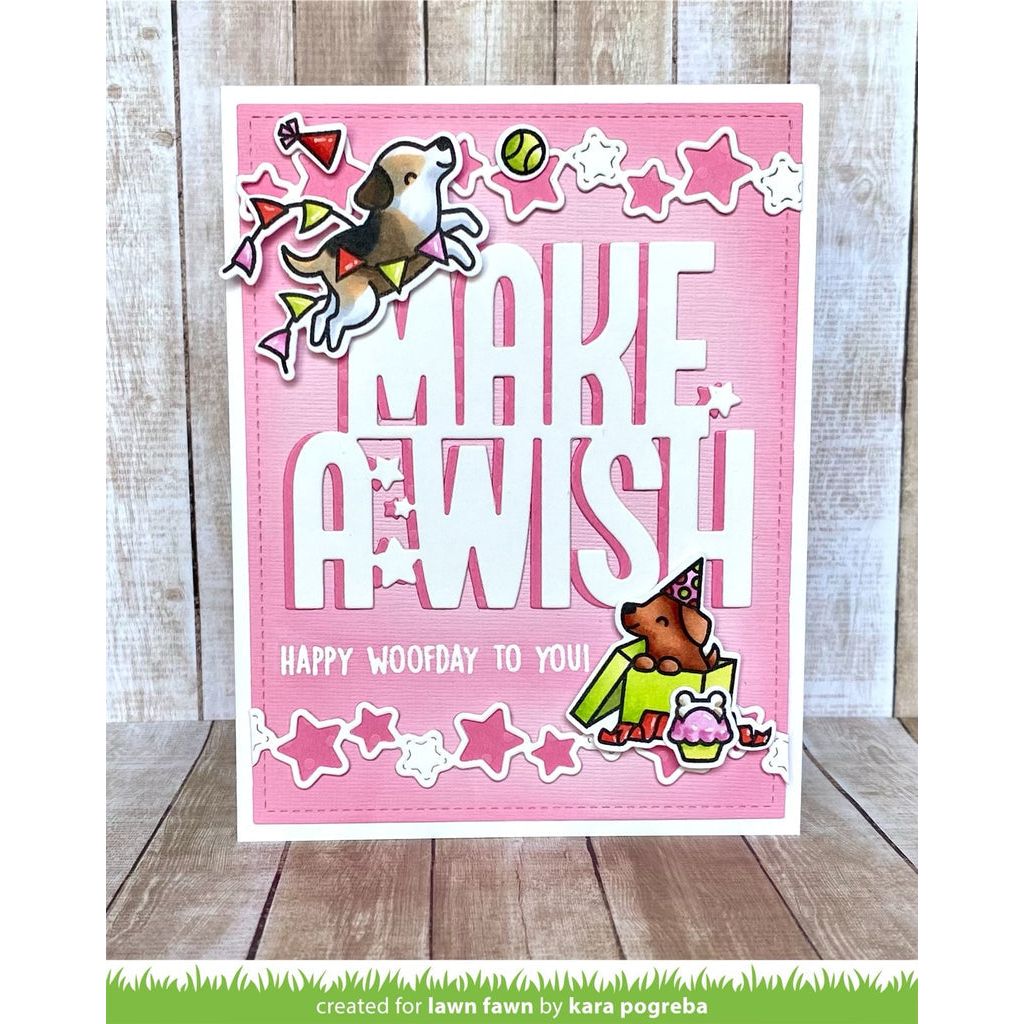 Lawn Fawn Yappy Birthday Add-On Clear Stamps lf3160 make a wish