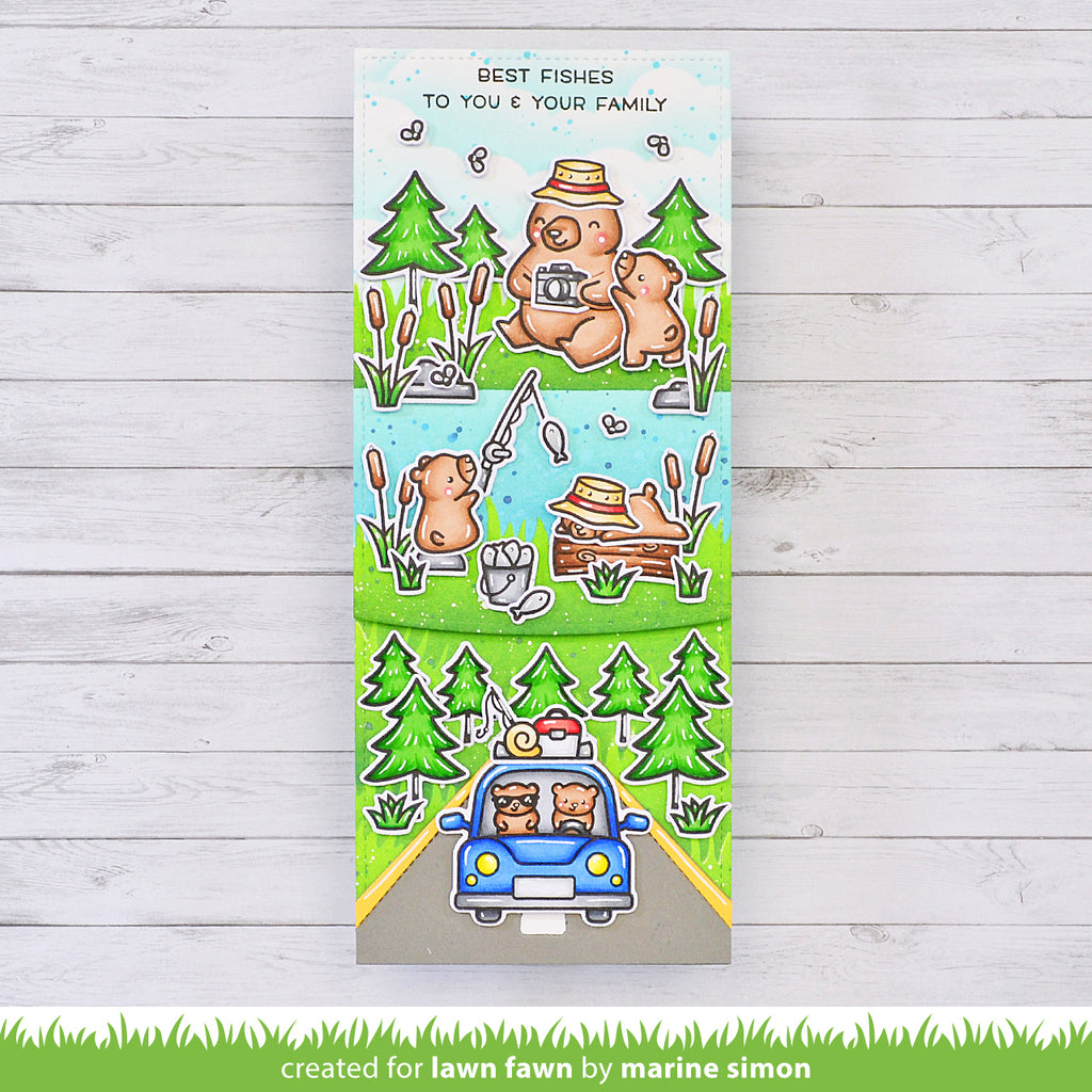 Lawn Fawn Set Car Critters Road Trip Add-On Stamps and Dies lf6rta best fishes