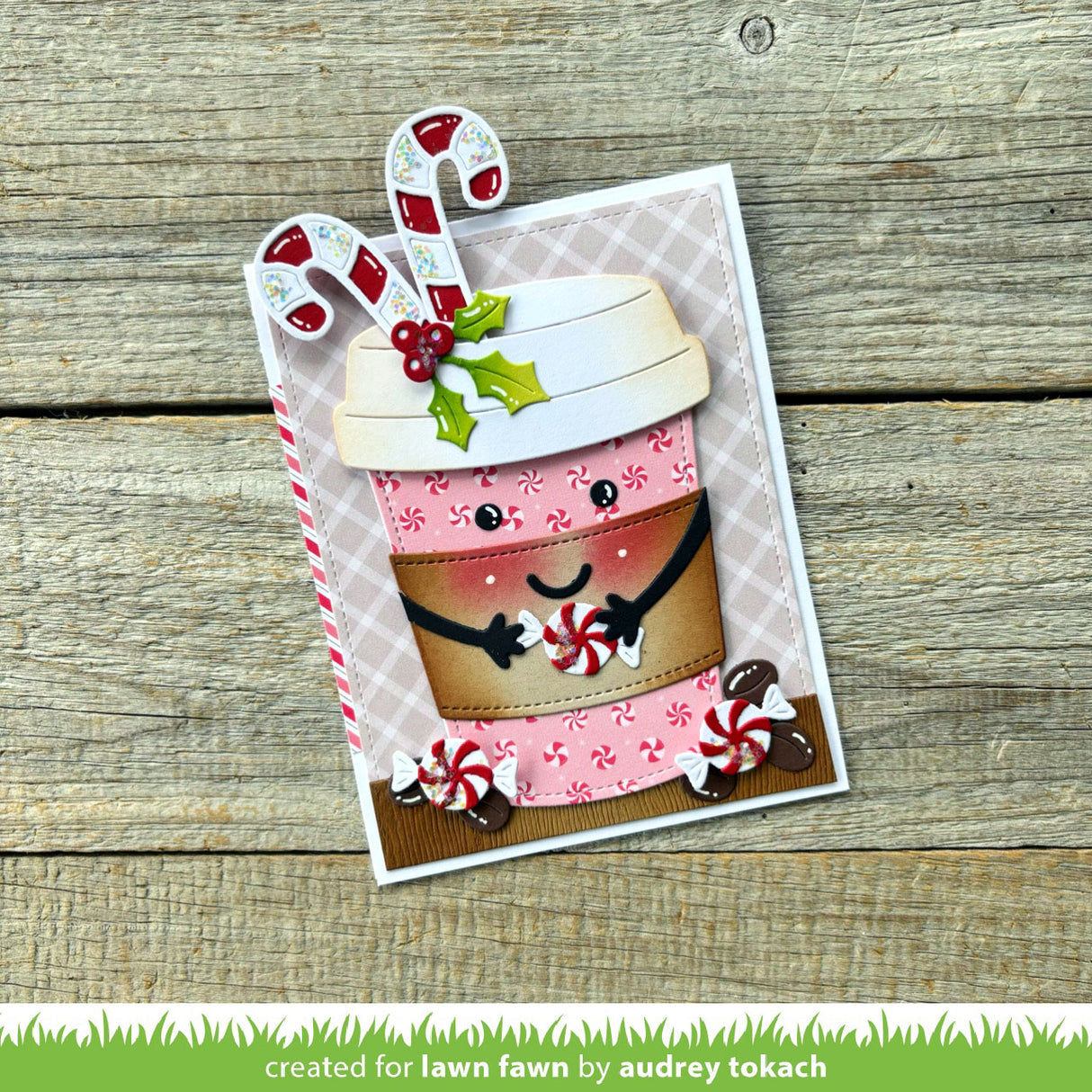 Lawn Fawn Coffee Cup Gift Card Holder Dies lf3514 Candy Canes