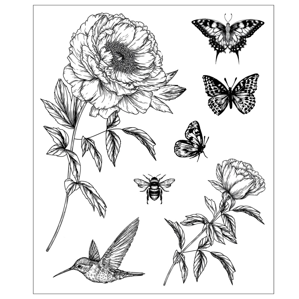 Sizzix Studio Flowers and Creatures Clear Stamp Set 666926