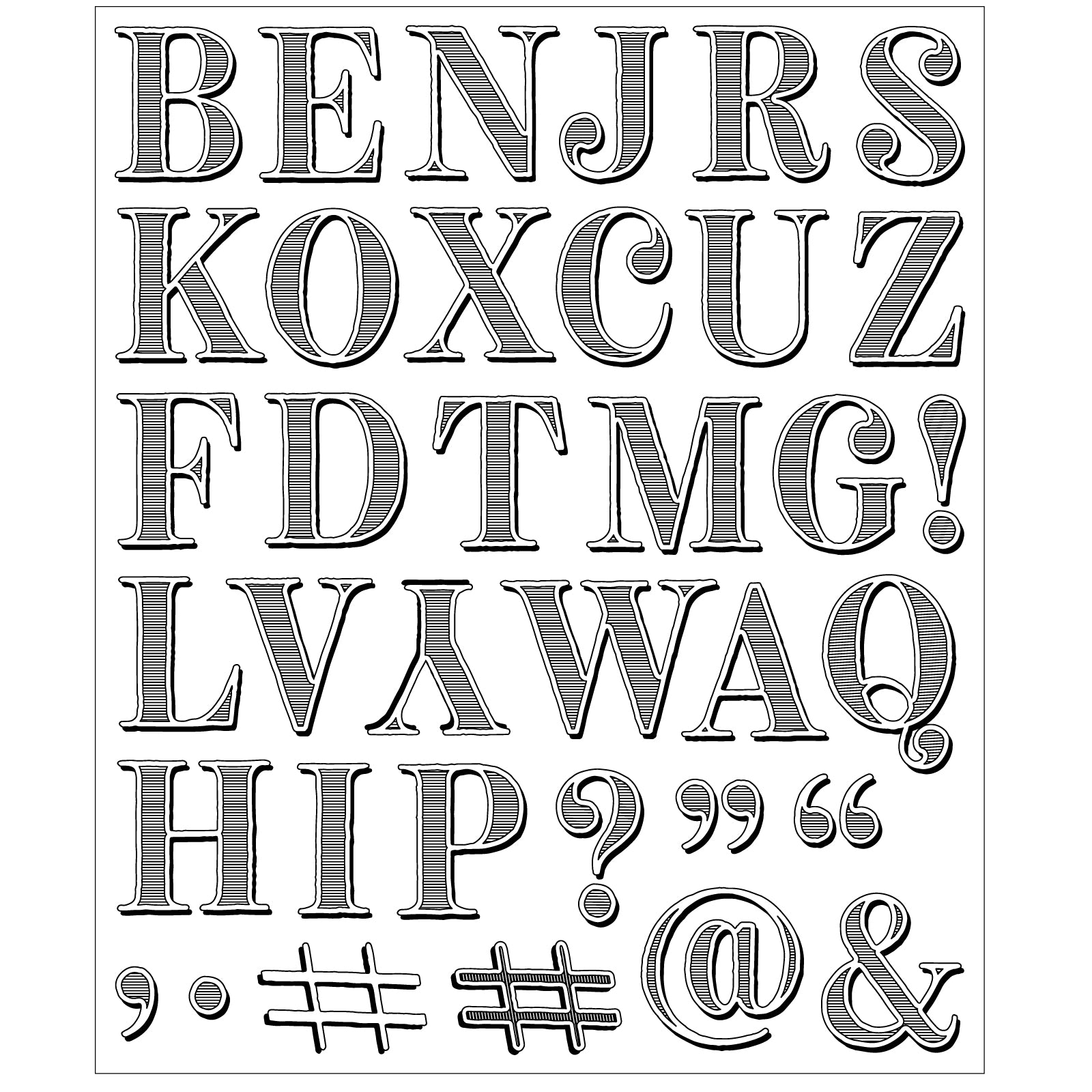 Sizzix and 49 and Market Lino Type Revival Thinlits Dies and Stamp Bundle letters