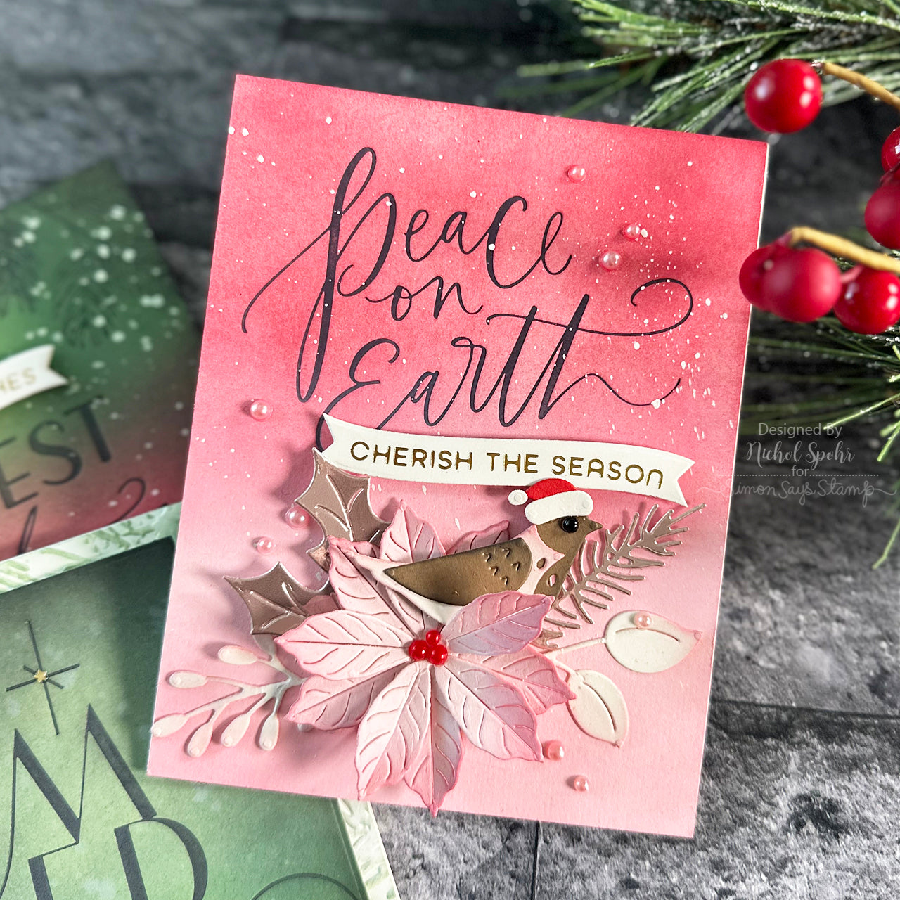 S4-1292 Spellbinders Christmas Bird Poinsettia Etched Dies peace on earth | color-code:ALT02