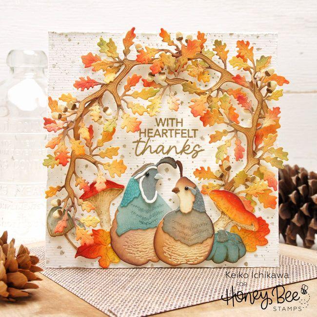 Honey Bee Lovely Layers Fall Bounty Dies hbds-llfalb With Heartfelt Thanks Card