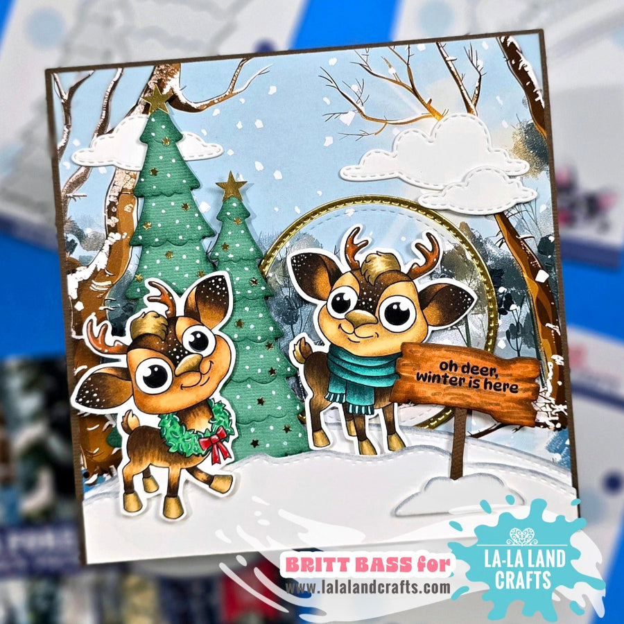 La-La Land Crafts Deer Friends Clear Stamps cl198 trees
