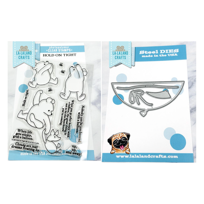 La-La Land Crafts Hold On Tight Clear Stamps and Partial Balloon Die Set