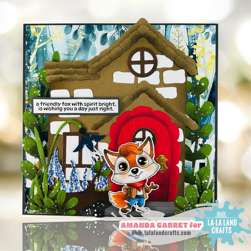 La-La Land Crafts Stay Foxy Clear Stamp and Die Set red door