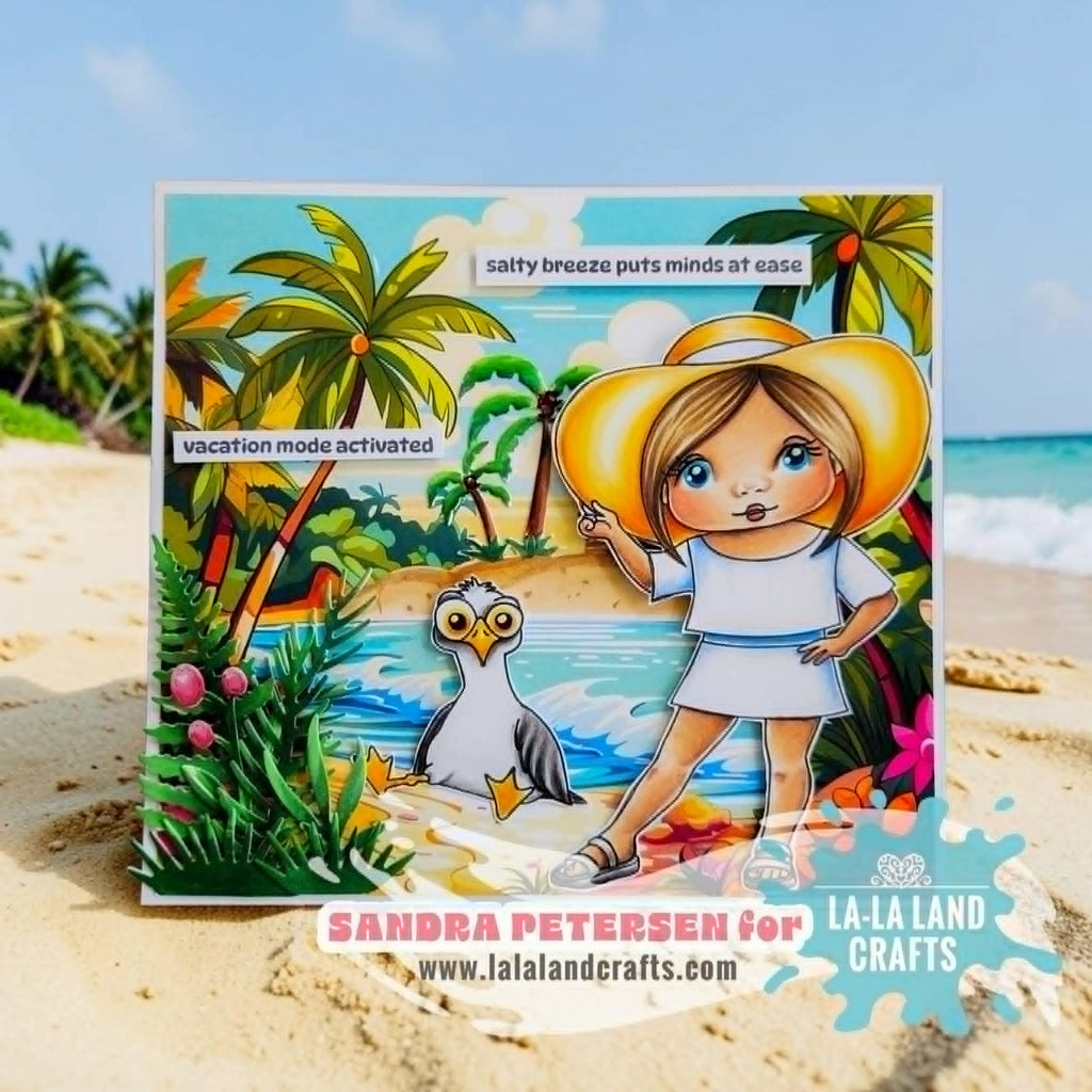 La-La Land Crafts Sun Hat Marci Cling Stamp 5643 beach time card