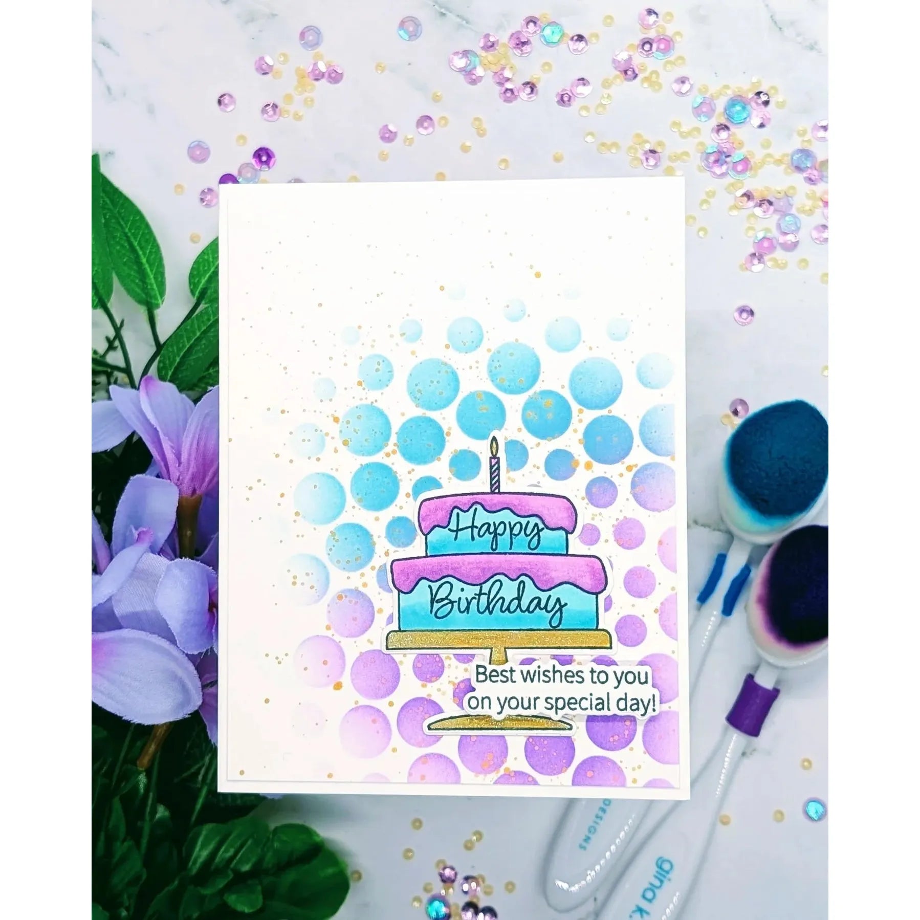 Gina K Designs Birthday Wishes Stamps and Dies dwdie0537 Happy Birthday best wishes to you on your special day 