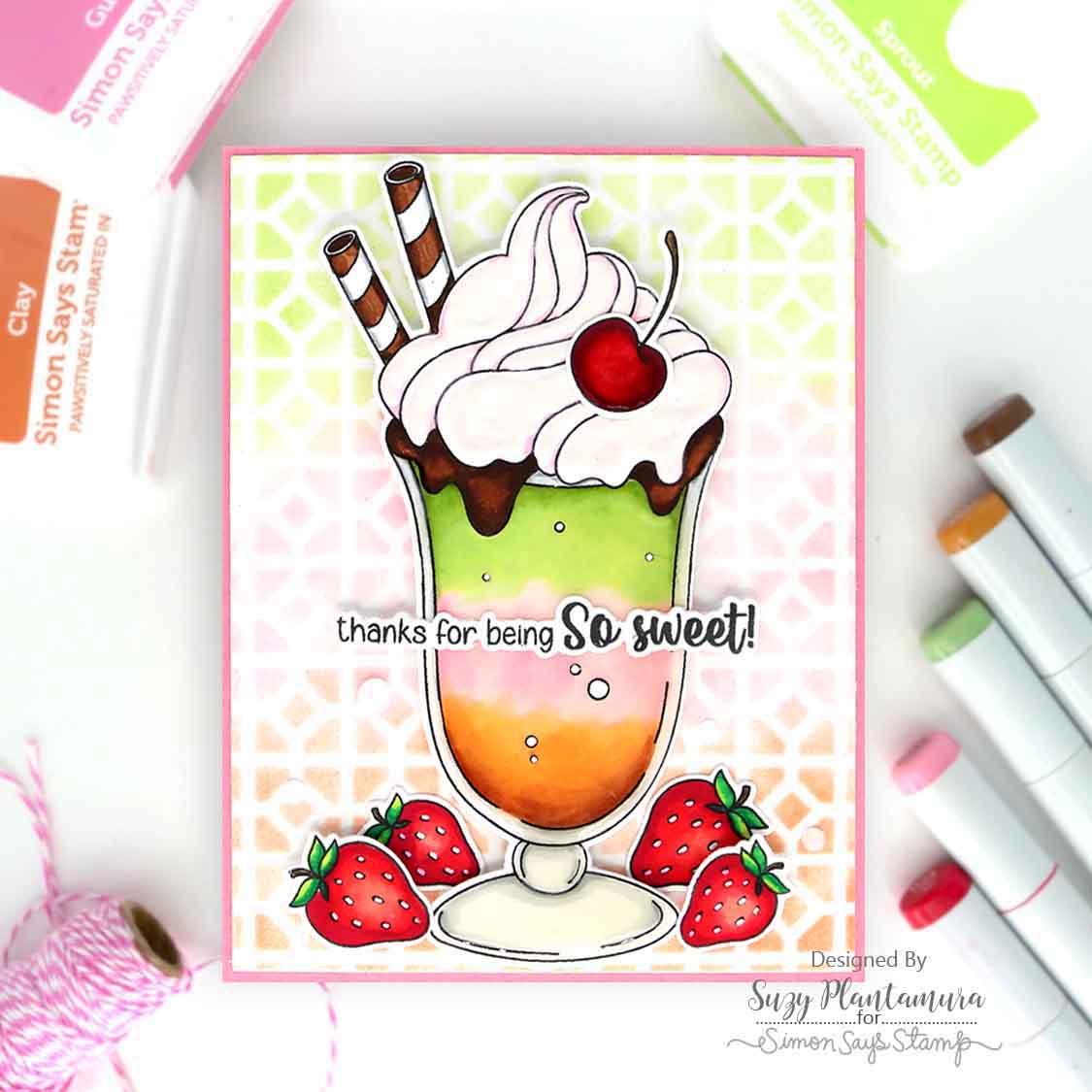 Simon Says Stamp Stencils Lattice Tile 1022st Be Bold Thanks Card
