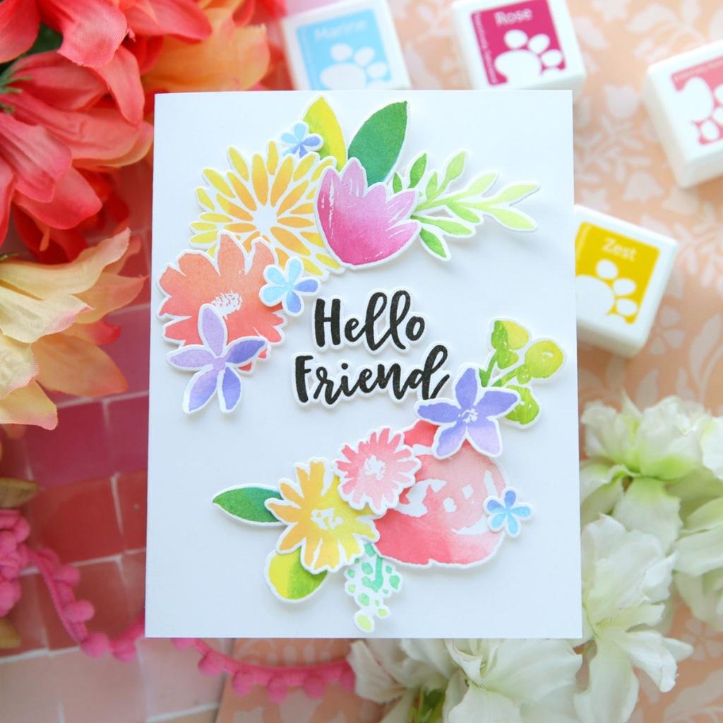 Simon Says Stamp and Dies Watercolor Bouquet set1167wb Friend Card | color-code:ALT22