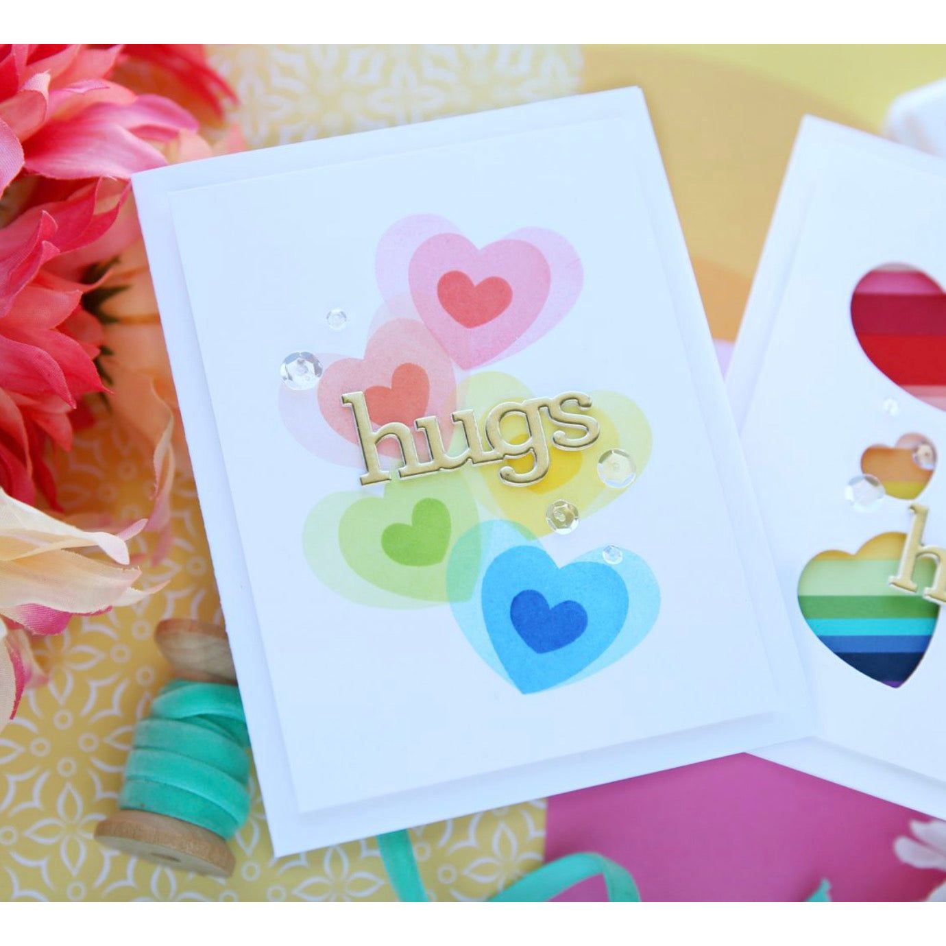 Simon Says Stamps and Dies Swirly Hearts set916sh To Be Loved Hugs Card | color-code:ALT04