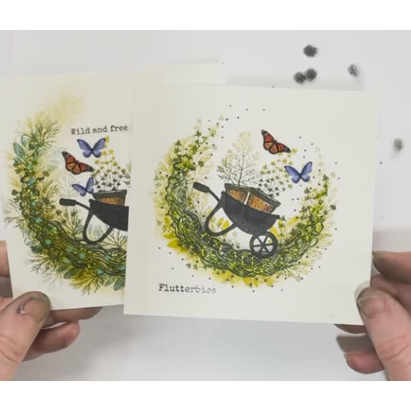 Lavinia Stamps Wheelbarrow Clear Stamp lav954 flutterbies