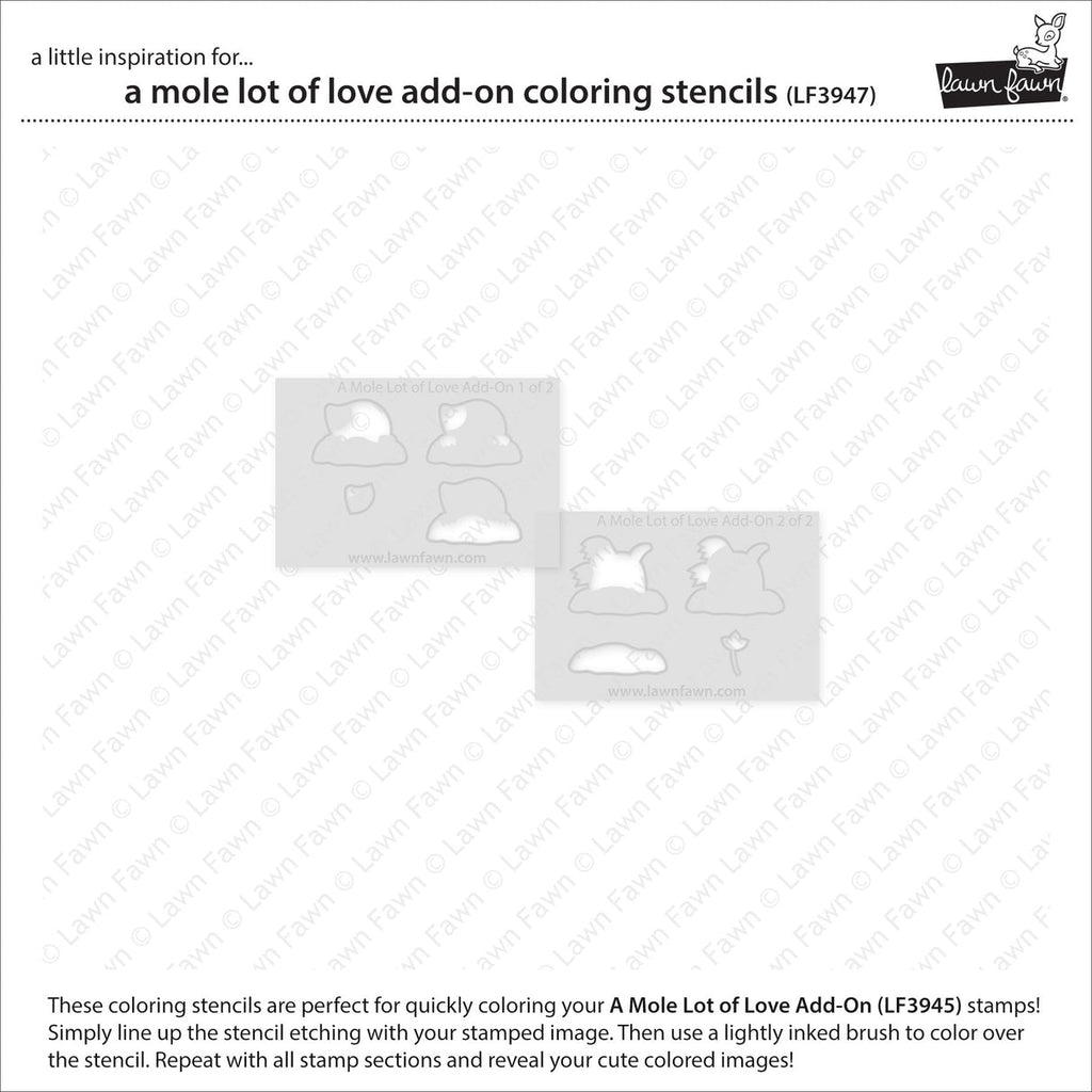 Lawn Fawn A Mole Lot of Love Add-On Coloring Stencils lf3947 set of 2
