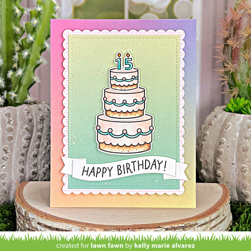 Lawn Fawn Cake It Easy Add-On Stamps and Dies 15th