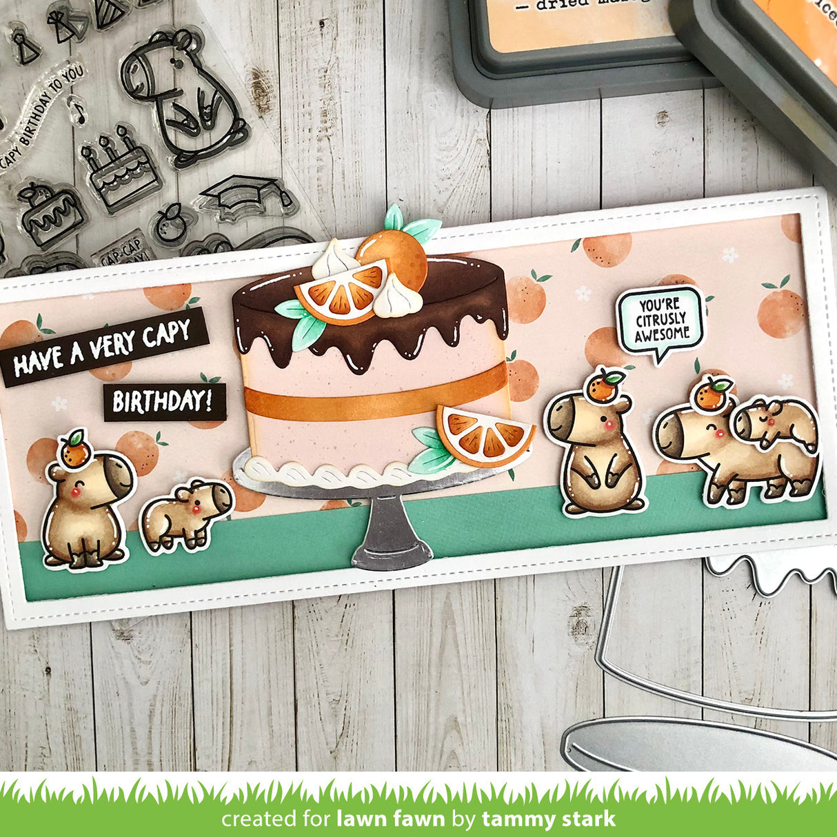 Lawn Fawn Capybaras! Stamps lf3764 Birthday Cake