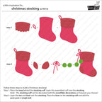 Instructions for building a Christmas stocking with red and brown details on a white background.