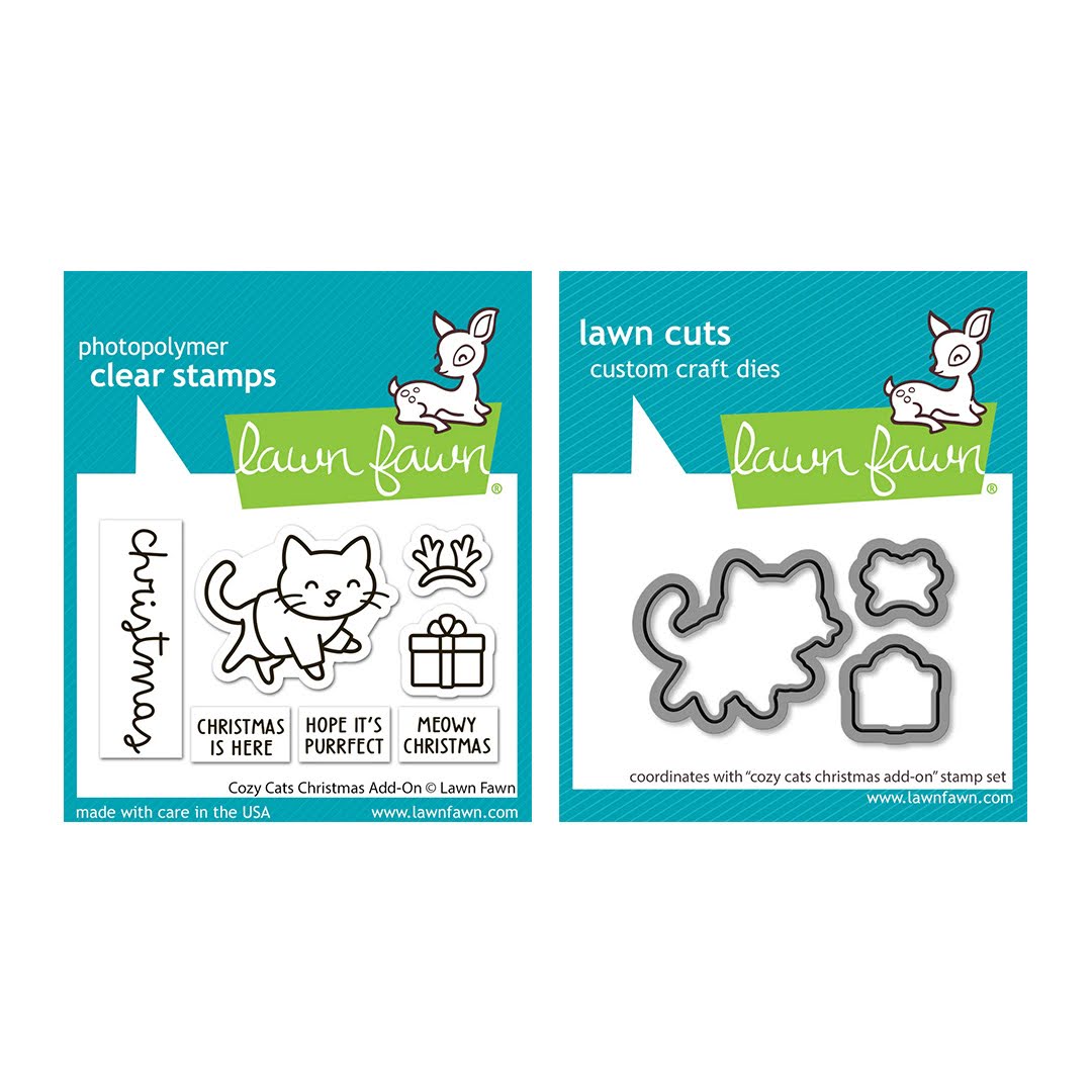 Lawn Fawn Cozy Cats Christmas Add-On Stamps and Dies