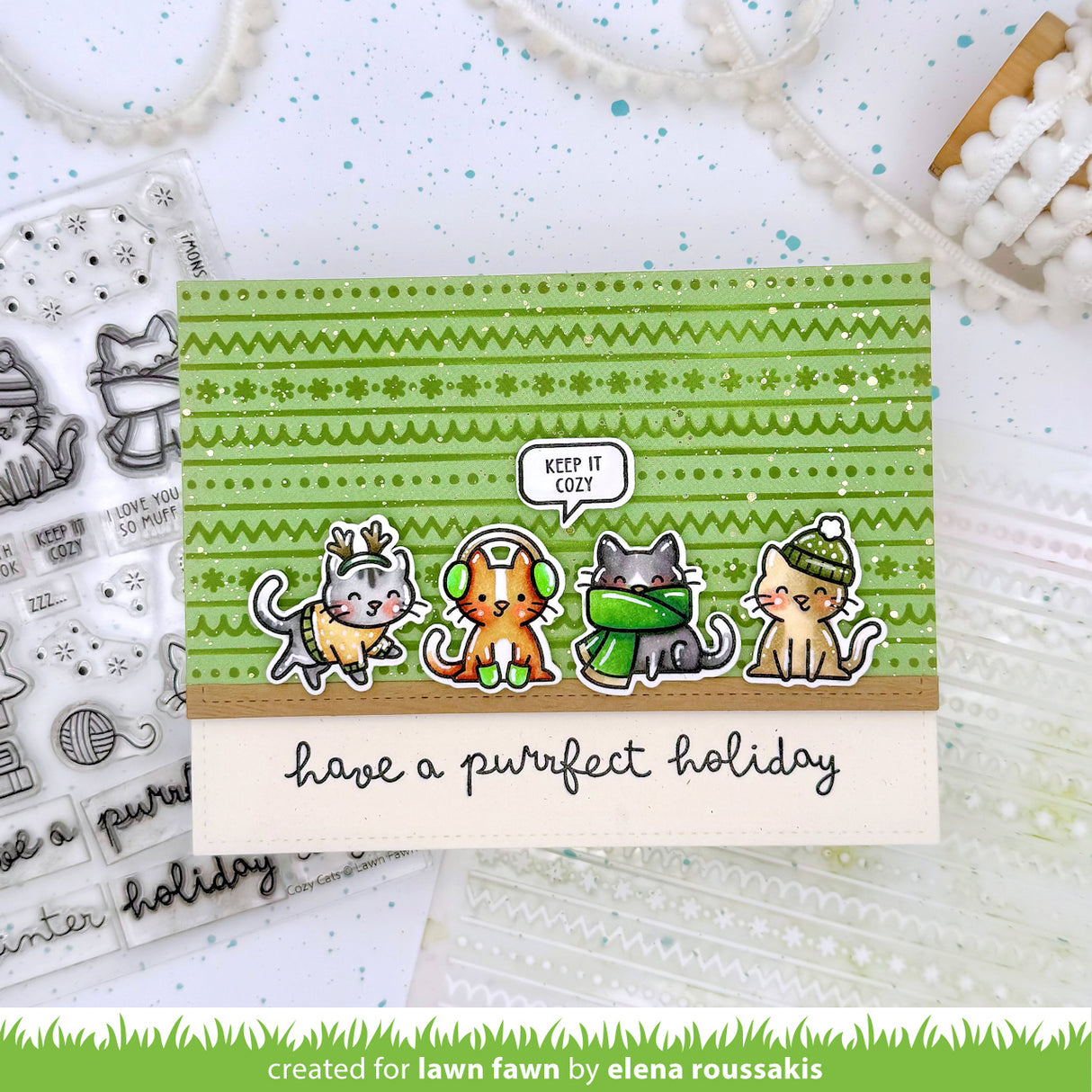 Lawn Fawn Cozy Cats Stamps lf3896 purrfect