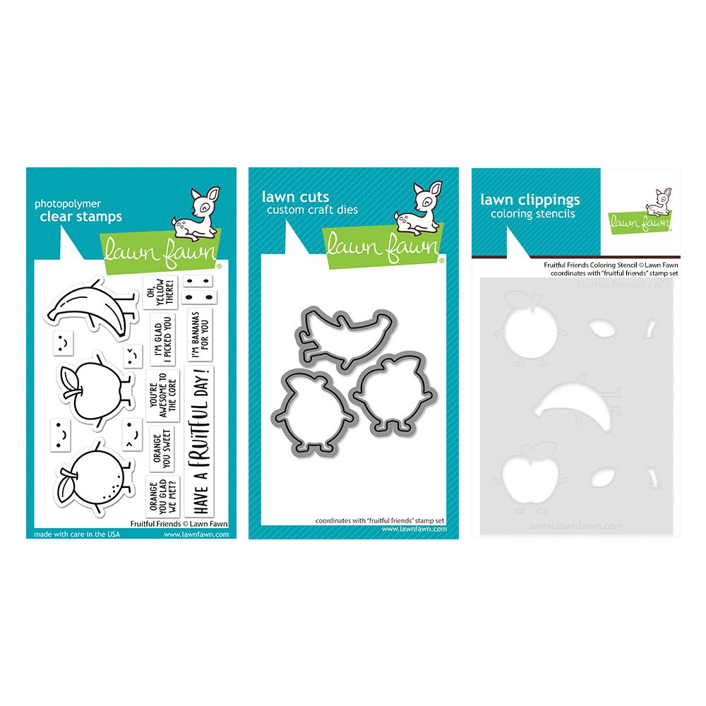 Lawn Fawn Fruitful Friends Stamps Dies and Coloring Stencil