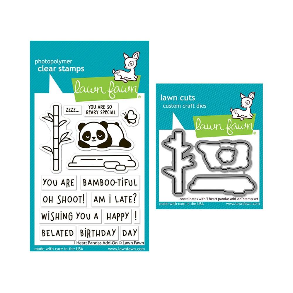 Lawn Fawn I Heart Pandas Add-On Stamps and Dies Set