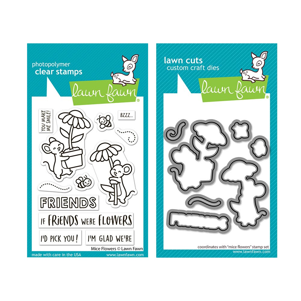 Lawn Fawn Mice Flowers Stamps and Dies