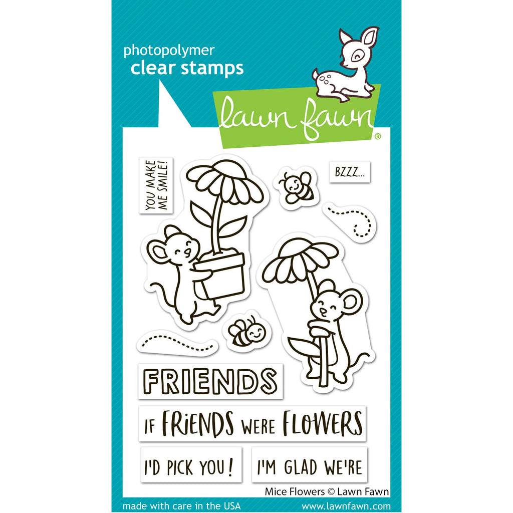 Lawn Fawn Mice Flowers Stamps lf4076