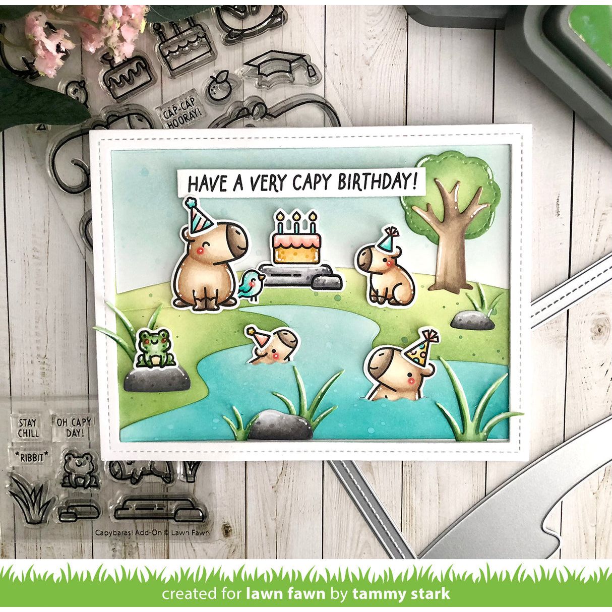 Lawn Fawn Riverside Backdrop: Landscape Dies lf3815 capy bday