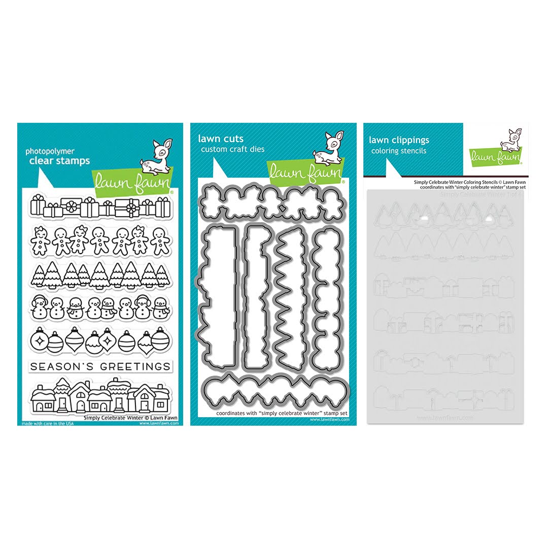 Lawn Fawn Simply Celebrate Winter Stamps Dies and Coloring Stencils