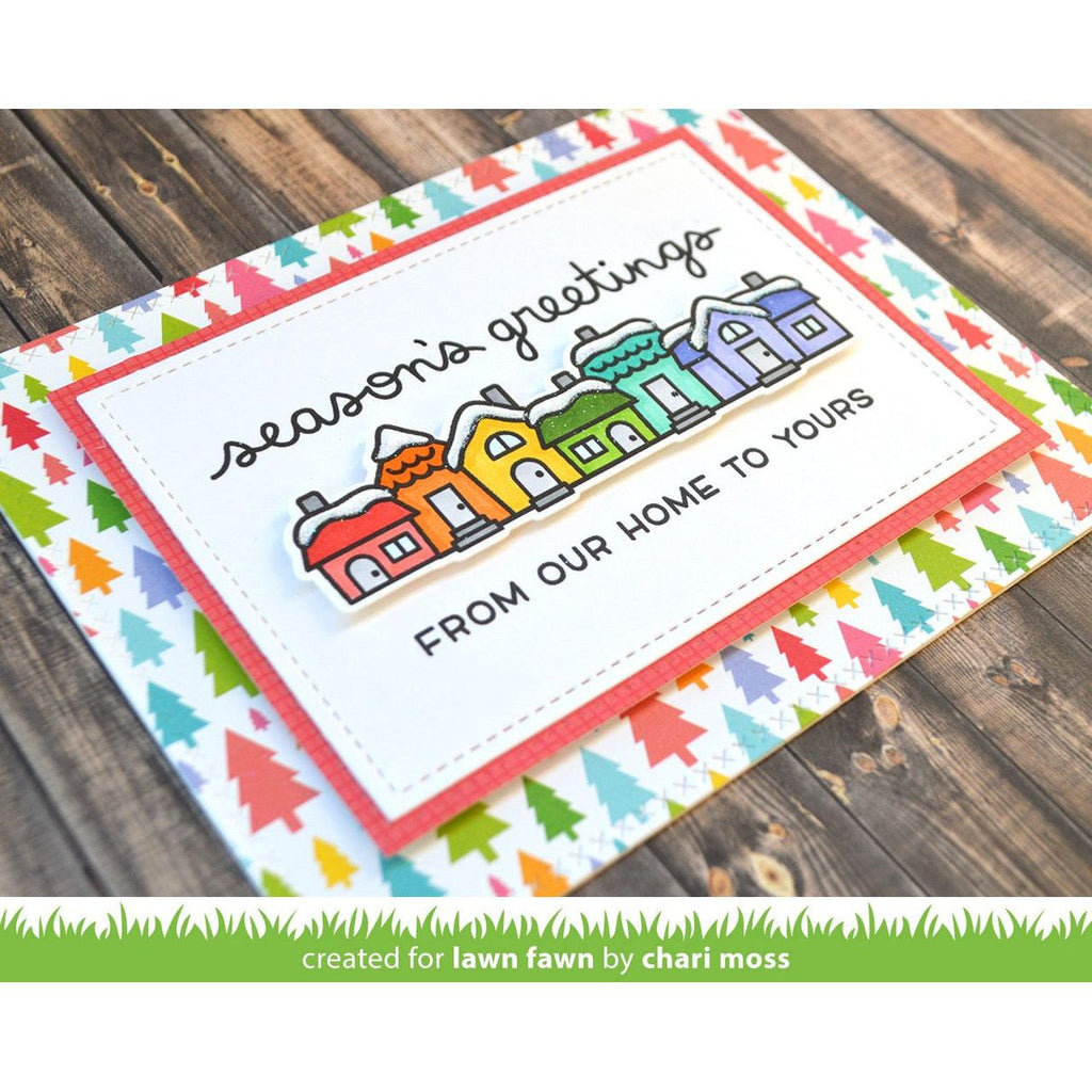 Lawn Fawn Simply Celebrate Winter Stamps Dies and Coloring Stencils Season's Greetings