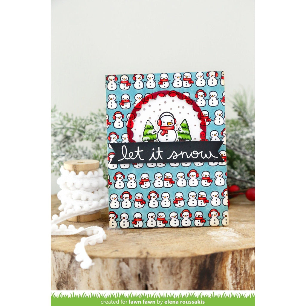 Lawn Fawn Simply Celebrate Winter Stamps Dies and Coloring Stencils let it snow