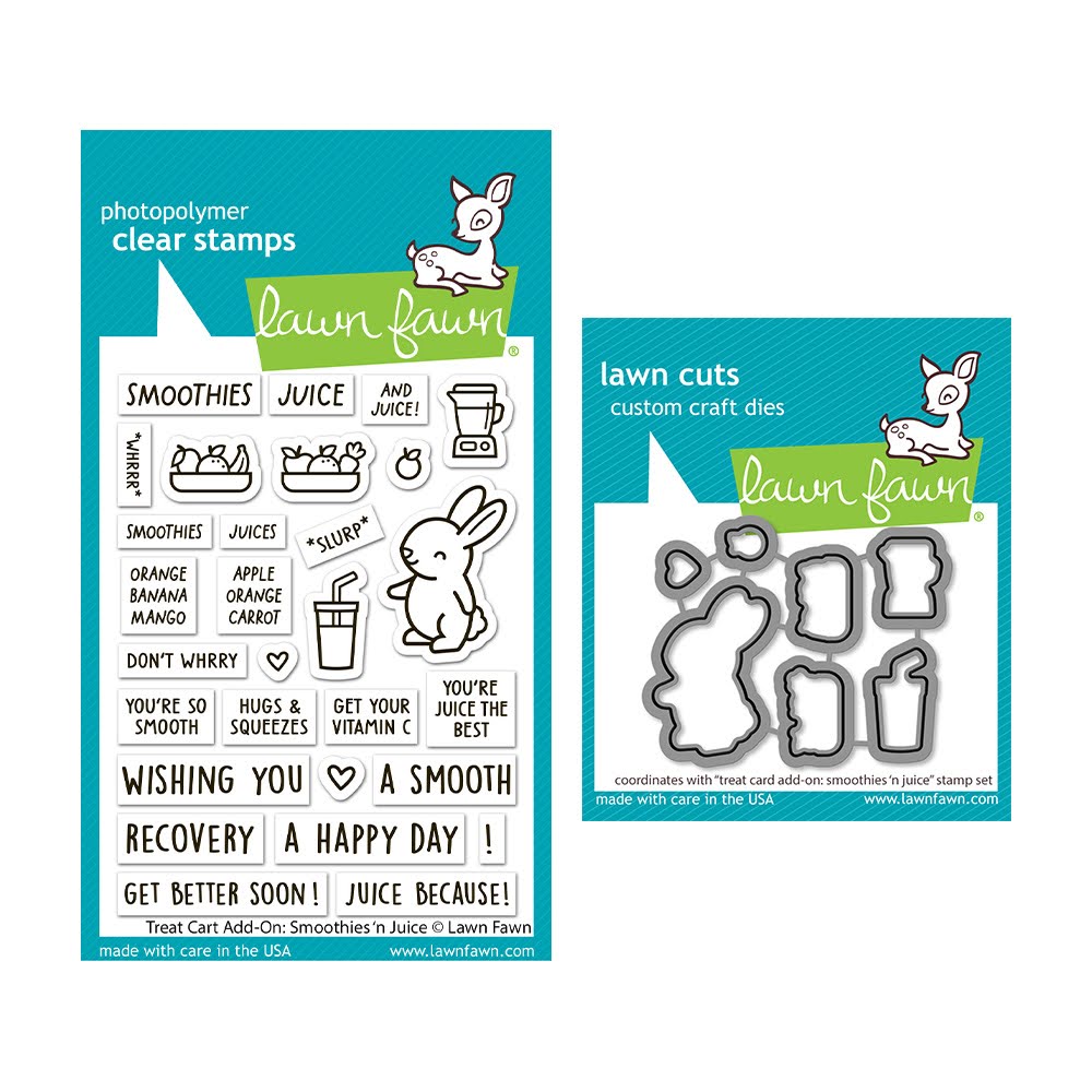 Lawn Fawn Treat Cart Add-On: Smoothies 'n Juice Stamp and Dies
