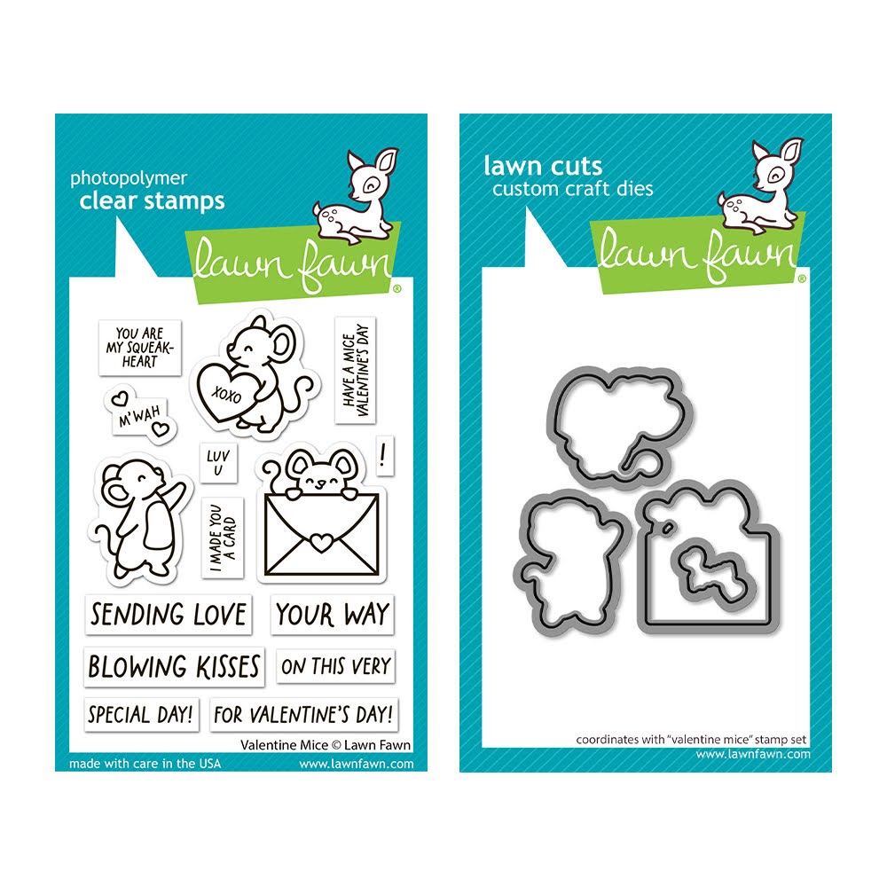 Lawn Fawn Valentine Mice Stamps and Dies