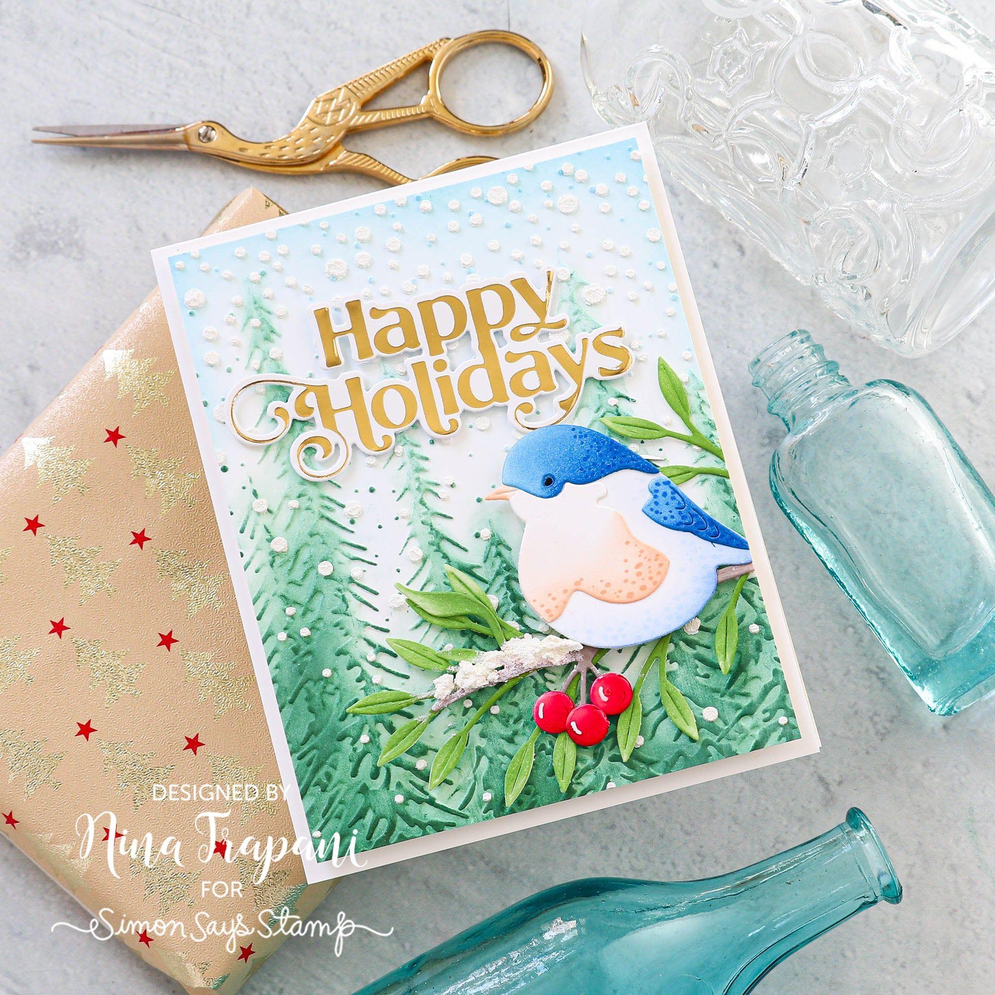 Simon Says Stamp Layered Berry Bird Wafer Dies s850 Season Of Wonder Christmas Card | color-code:ALT02