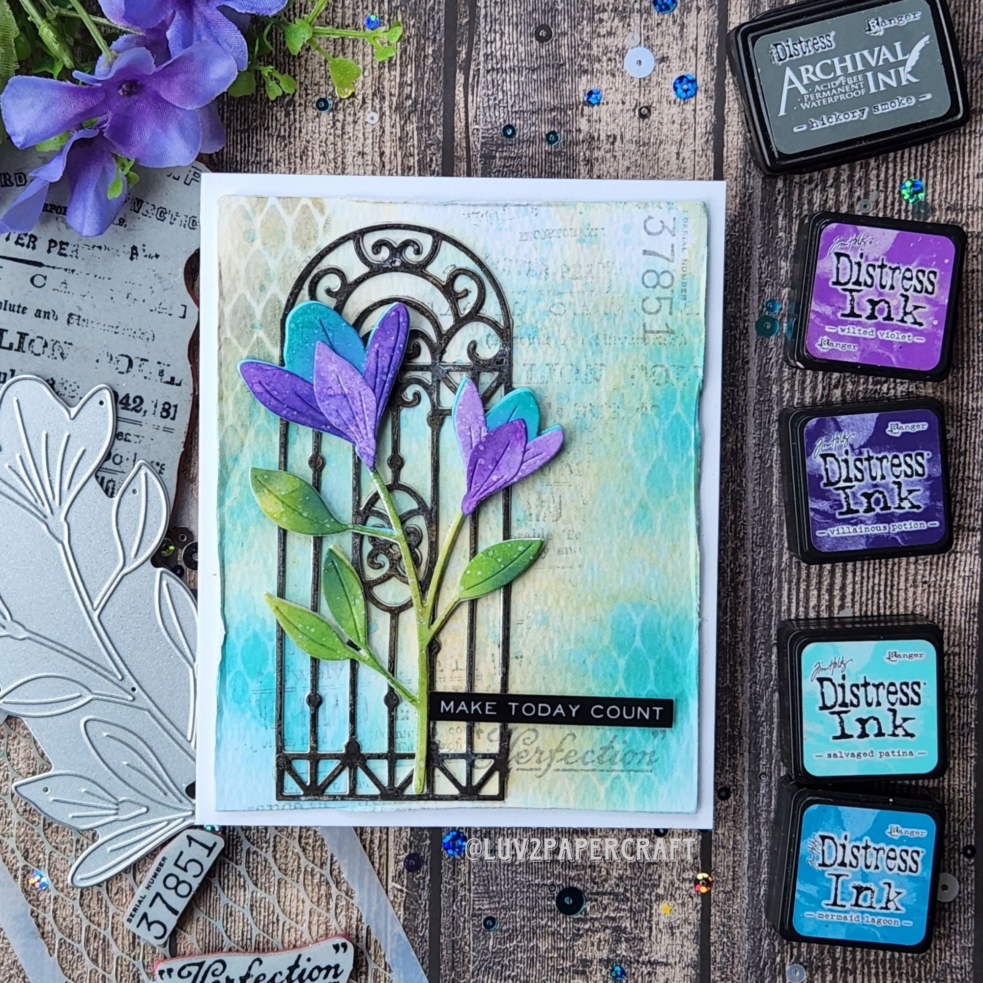 Simon Says Stamp Layered Perky Flower Wafer Die s860 Out Of This World Encouragement Card | color-code:ALT01