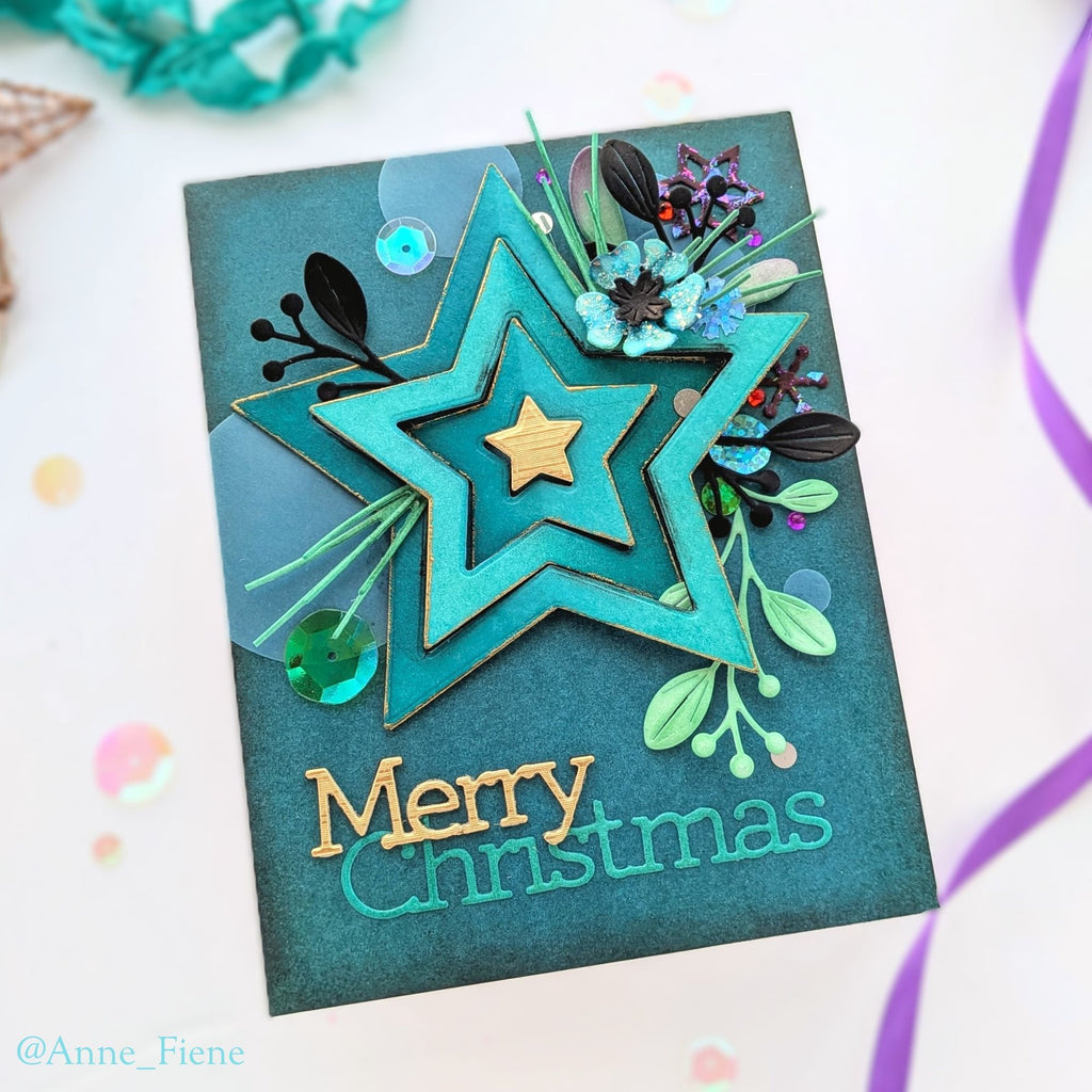 Simon Says Stamp Layering Pine Sprigs Wafer Die s1040 And Everything Nice Christmas Card