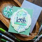 Simon Says Stamp Embossing Folder Leaf Spin sf554 Beautiful Moments With Love Card