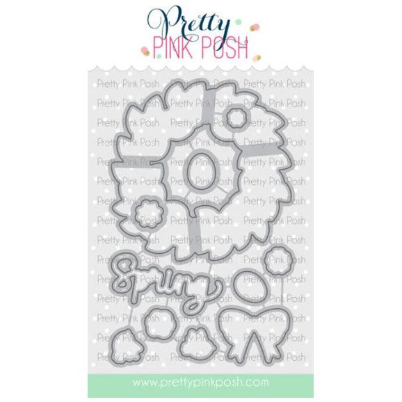 Pretty Pink Posh Leafy Spring Wreath Coordinating Dies