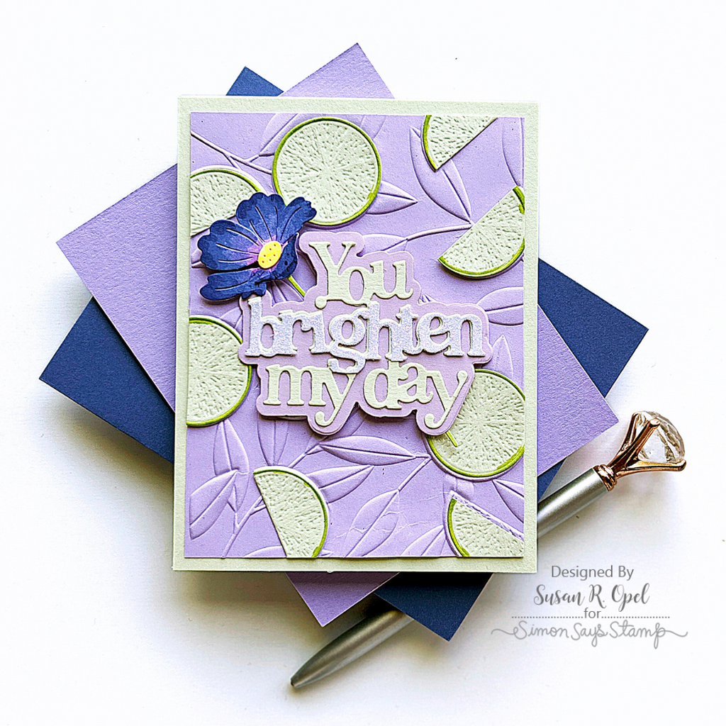 Simon Says Stamp Embossing Folder And Cutting Dies Lemon Tree sfd397 Sunny Vibes You Brighten My Day Card
