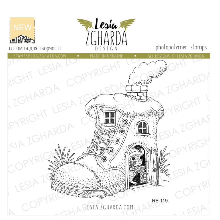 Lesia Zgharda Fairy Tale Shoe Cottage Clear Stamp Set re119
